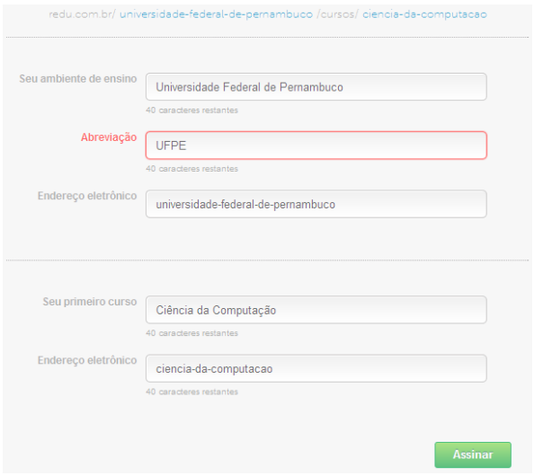 Informações de seu Ambiente Virtual de Aprendizagem