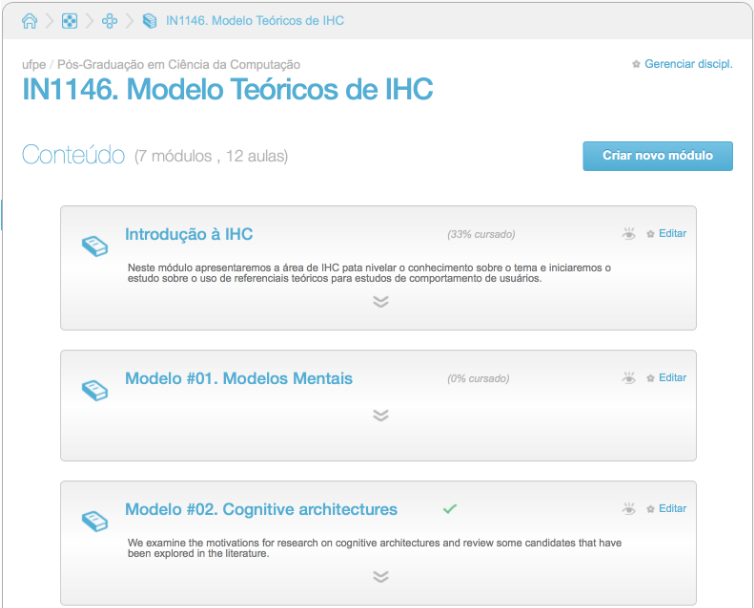 Conteúdo programático da disciplina