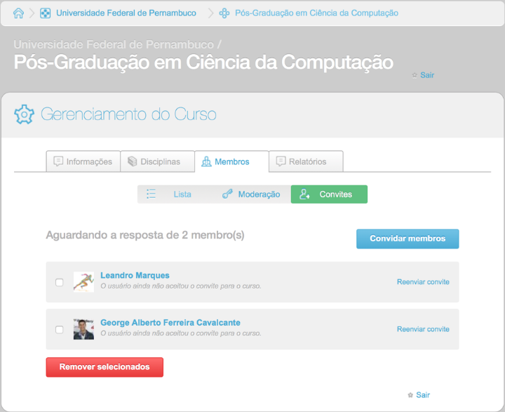 Coordenação de permissões para os participantes de um ambiente de ensino