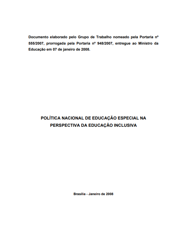 Política nacional de Educação Especial na perspectiva da Educação Inclusiva