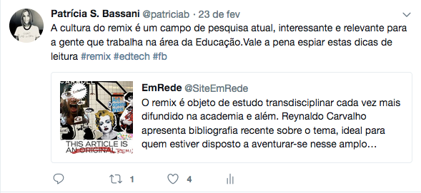 Figura 1: Exemplo de postagem no Twitter na perspectiva do curador-filtrador