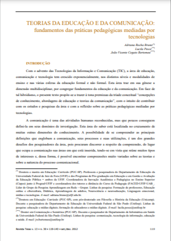 Teorias da educação e da comunicação: fundamentos das práticas pedagógicas mediadas por tecnologias